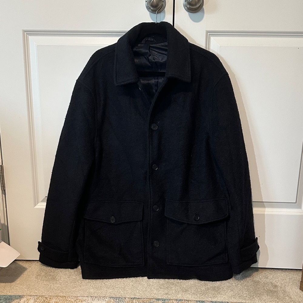 Men's Navy Blue Wool Jacket H&M